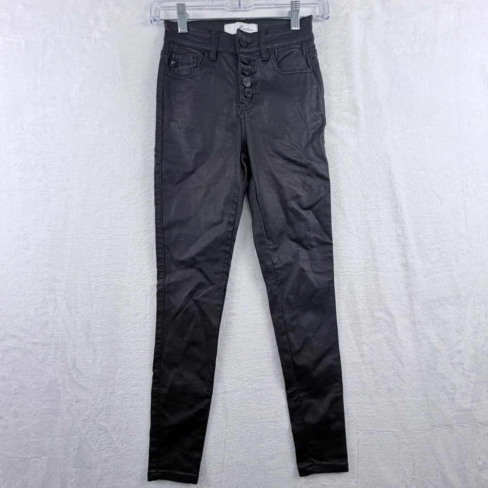 KanCan Pants Black Coated High Rise Button Fly Skinny 1/24